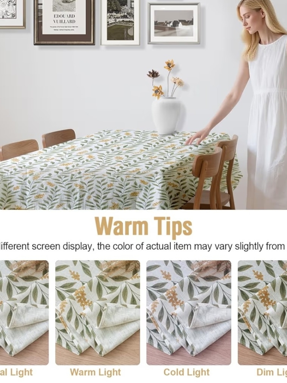 Botanical Print Linen Waterproof,wrinkle Free Tablecloth Size 60x104 - Picture 6 of 7